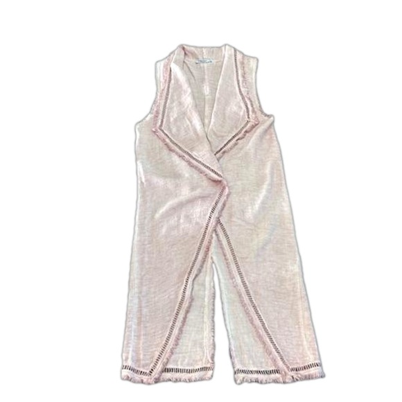 Angela Mara Pale Pink Rag Style Distressed Open Cardigan Size Medium - Picture 14 of 15